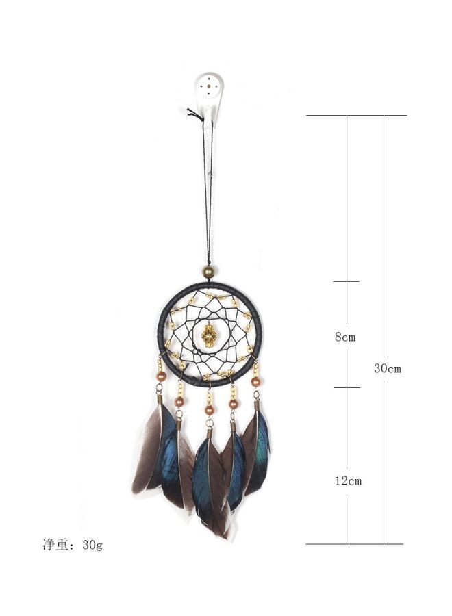 NIBEMINENT Handmade Beaded Dream Catcher Dark Grey/Blue/Gold 30 x 8cm - Image 2