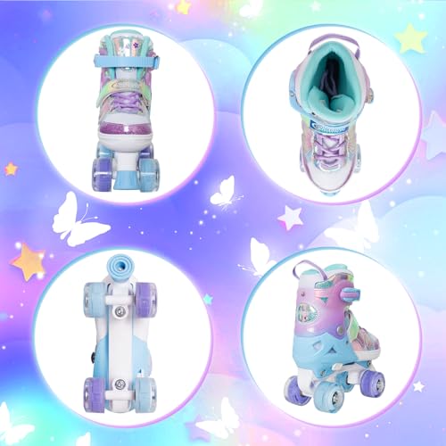 Nattork Kids Roller Skates for Girls Boys - Purple for Big Kids Age 7 8 9 10 - Adjustable All Light up Wheels Butterfly and Flower Indoor Outdoor Sports Birthday Gift for Son and Grandson - Image 4