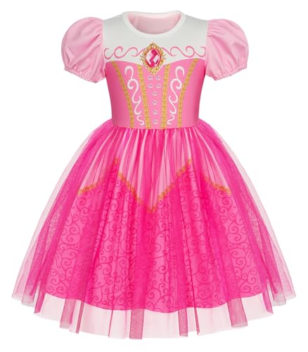 Benylion Princess Dress for Girls Toddler Pink Princess Dress up Birthday Halloween Christmas Cosplay Party Outfits 56T Pink - Image 1