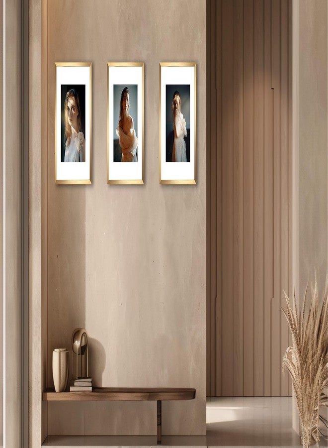 Hogaryo مجموعة هوغاريو من 3 إطارات صور ذهبية مقاس 12×16 بوصة، يمكنها عرض صورة مقاس 8.5×11 بوصة مع إطار داخلي أو صورة مقاس 12×16 بوصة بدون إطار داخلي على الحائط - Image 2