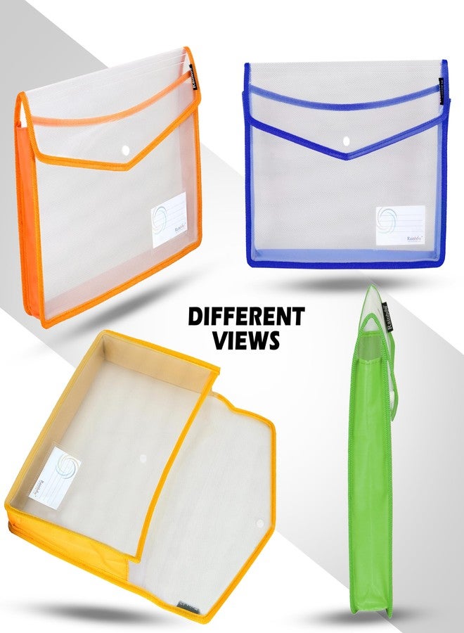 Shuban 2 Pcs Transparent Poly-Plastic Documents File Storage Bag with Snap Button Closer Expandable File Folder for Certificates FS Legal Document Holder for Document (Assorted Color) - Image 3