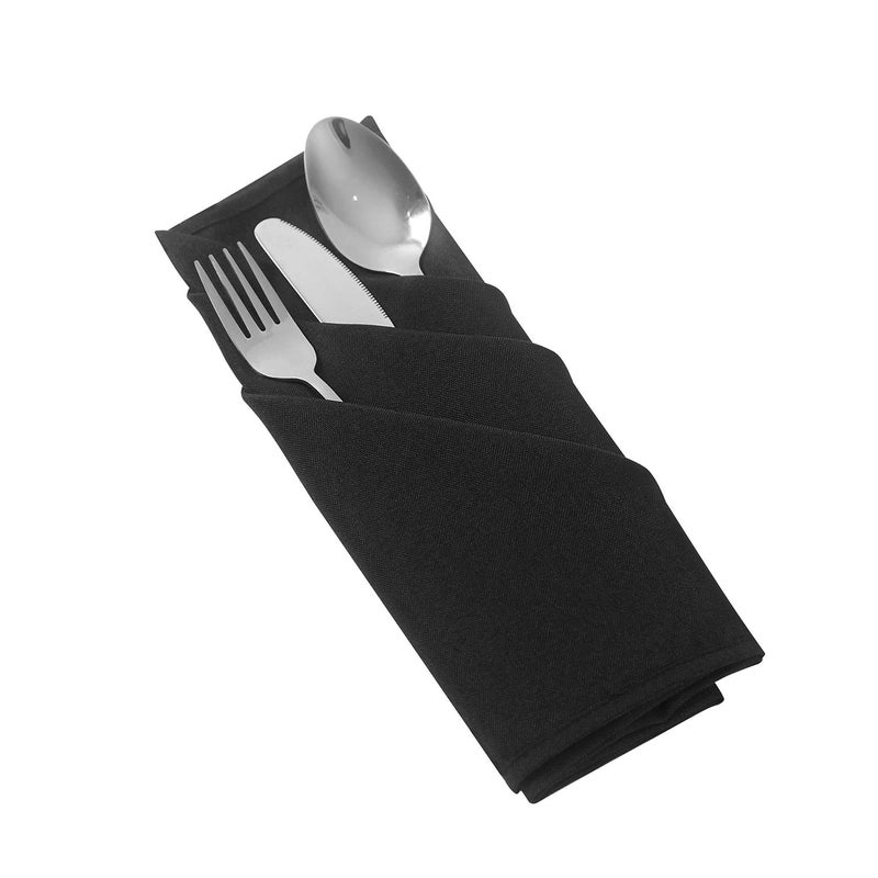 Ascoza 25pcs Polyester Cloth Napkins - 17 x 17 inch Black Dinner Washable Napkins with Hemmed Edges for Restaurant/Wed(25 Black) - Image 4