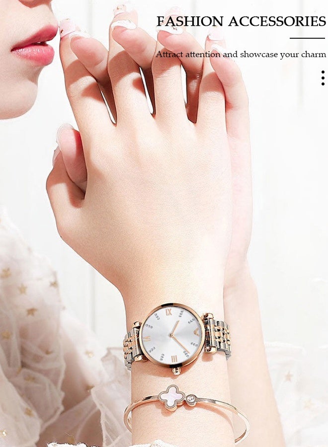 DUNISO Women's Watch, Analog Quartz Rose Gold Diamond Wrist Watch ,Elegant Women's Style Pointer-style Vintage Exquisite Watch,Stylish Stainless Steel Watch Girl Gift - Image 2