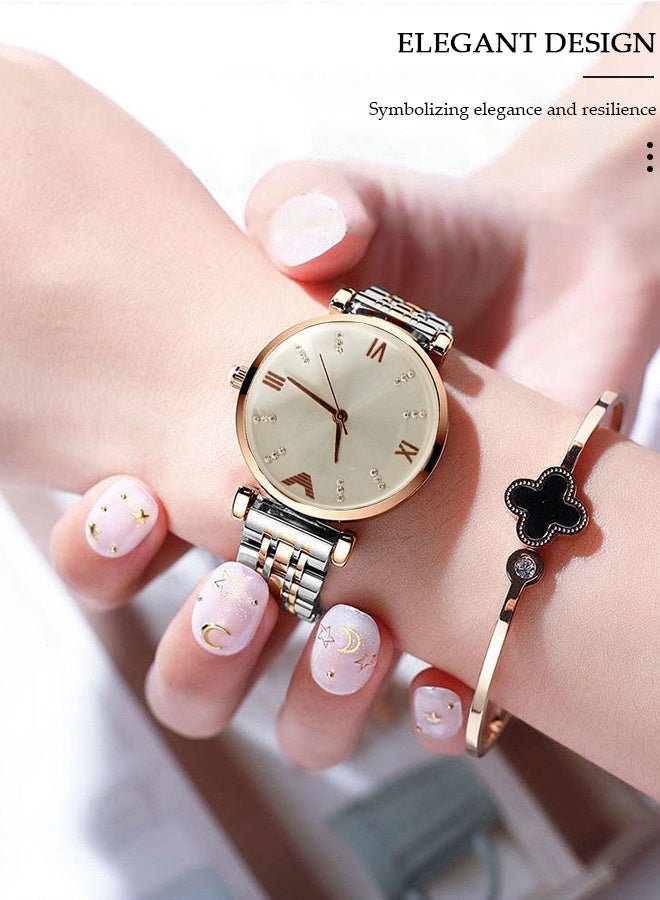 DUNISO Women's Watch, Analog Quartz Rose Gold Diamond Wrist Watch ,Elegant Women's Style Pointer-style Vintage Exquisite Watch,Stylish Stainless Steel Watch Girl Gift - Image 4