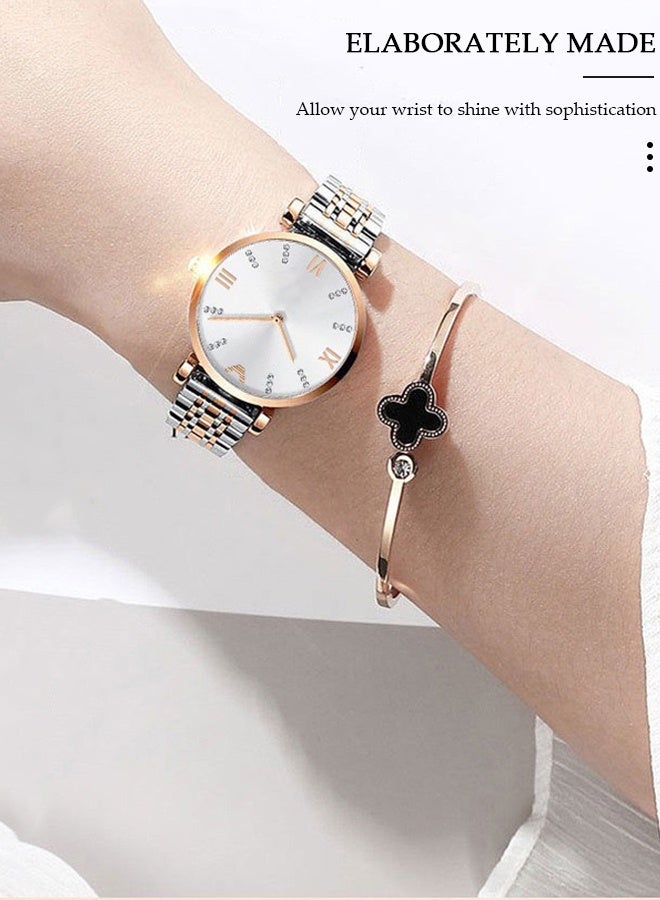 DUNISO Women's Watch, Analog Quartz Rose Gold Diamond Wrist Watch ,Elegant Women's Style Pointer-style Vintage Exquisite Watch,Stylish Stainless Steel Watch Girl Gift - Image 5