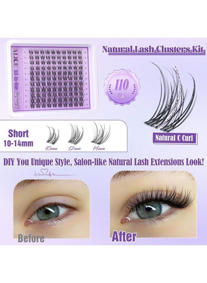 ALICE Natural Lash Extensions Kit Invisible Band Lash Clusters Kit Wispy10-14mm Eyelash Extensions C Curl Individual Cluster Lashes Kit with Lash Remover DIY at Home - Image 4