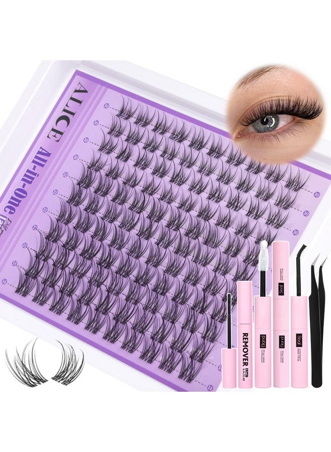 ALICE Natural Lash Extensions Kit Invisible Band Lash Clusters Kit Wispy10-14mm Eyelash Extensions C Curl Individual Cluster Lashes Kit with Lash Remover DIY at Home - Image 1