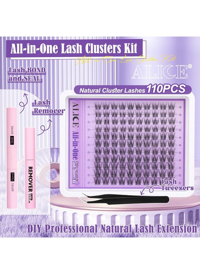 ALICE Natural Lash Extensions Kit Invisible Band Lash Clusters Kit Wispy10-14mm Eyelash Extensions C Curl Individual Cluster Lashes Kit with Lash Remover DIY at Home - Image 3