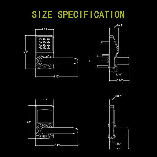 Cielsa Dawn Keypad Door Lock with Handle, Digital Door Lock with Keypad Set,Keyless Entry Door Lock with Handle-IC Card and Anti-peep Password- Easy Installation for Home, Hotel-Matte Black - Image 5