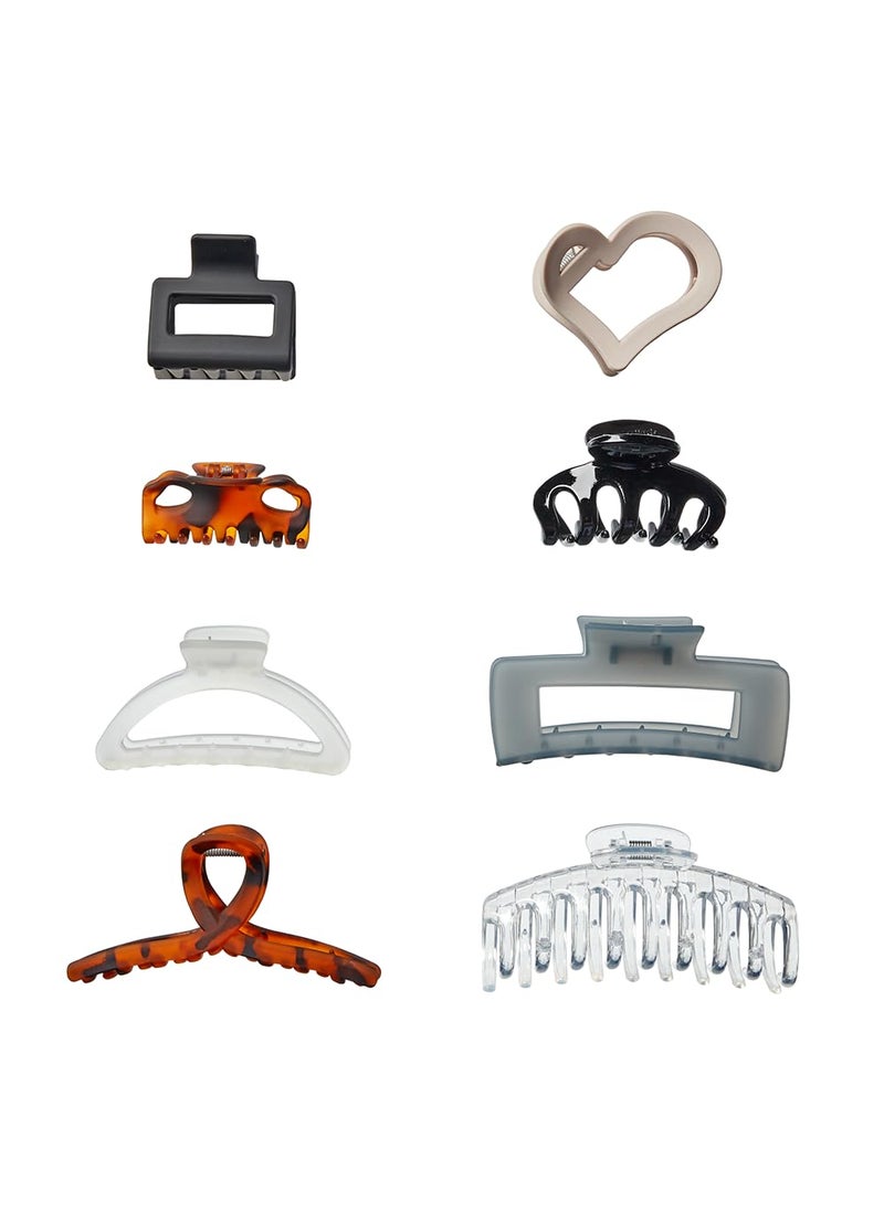CONAIR Scunci by Conair 8 piece claw clips set  claw clips for thick hair  hair accessories for women  Neutral Colors  - Image 1