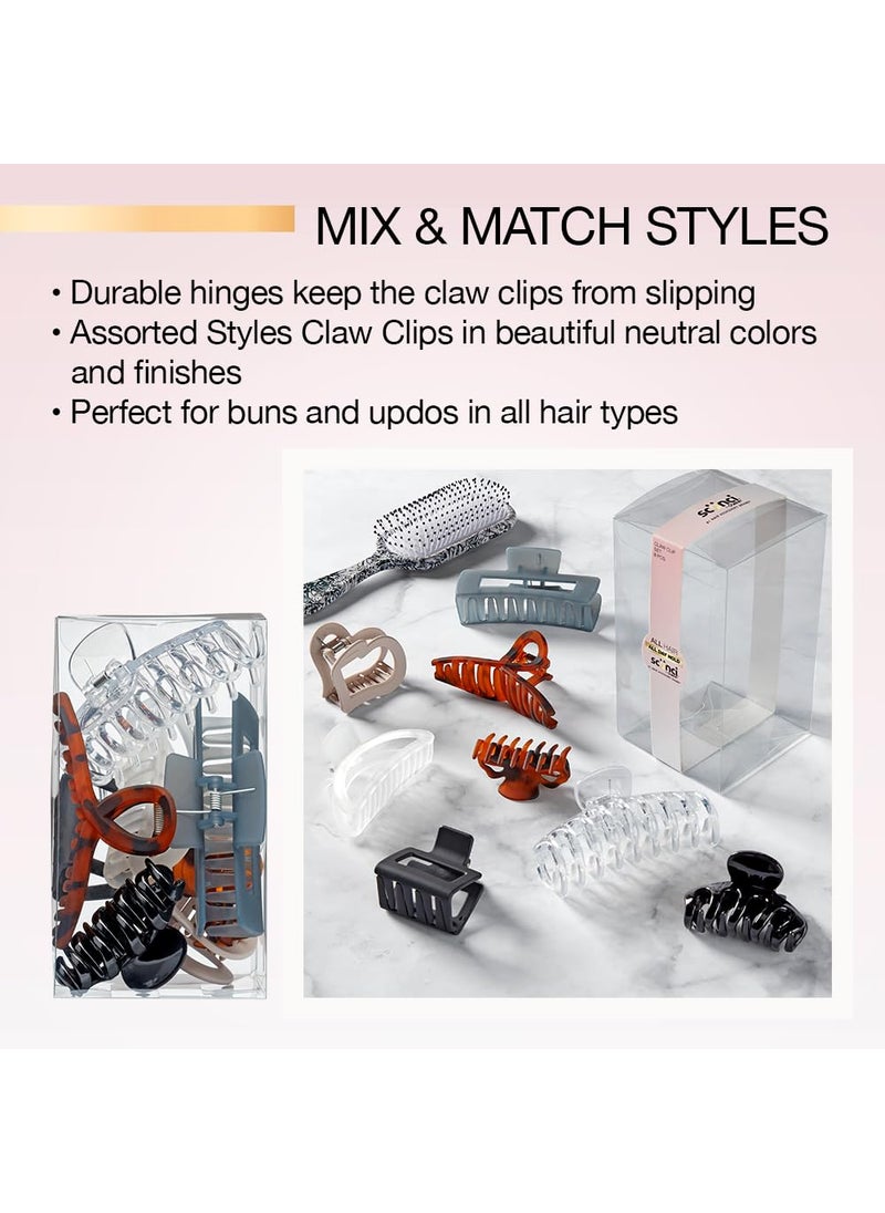CONAIR Scunci by Conair 8 piece claw clips set  claw clips for thick hair  hair accessories for women  Neutral Colors  - Image 3