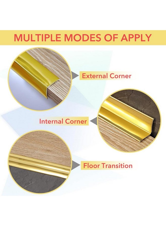 HASTHIP® 1 لفافة من زينة الجدران الذهبية - زينة جدران PVC مرنة وحراس زوايا وشريط سيليكون، تطبق على حواف الطاولات وإطارات الأبواب وقوائم القاعدة للحماية والتزيين، 9.84 قدم × 0.78 بوصة - Image 3