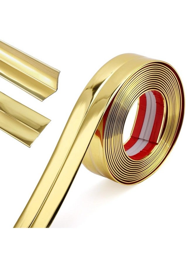 HASTHIP® 1 لفافة من زينة الجدران الذهبية - زينة جدران PVC مرنة وحراس زوايا وشريط سيليكون، تطبق على حواف الطاولات وإطارات الأبواب وقوائم القاعدة للحماية والتزيين، 9.84 قدم × 0.78 بوصة - Image 1
