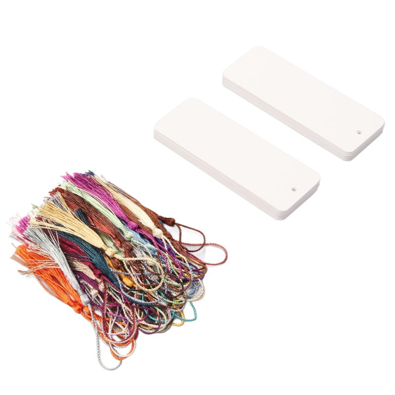80 حزمة إشارات مرجعية فارغة للحرف اليدوية 5.5 × 2 بوصة علامات غير مسطرة ورق مقوى أبيض متميز - Image 4