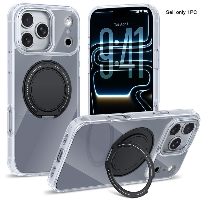 Multi-Functional Protective for iPhone Case  TPU + Acrylic Integrated Overmolding | Aluminum Alloy Kickstand | 360° Rotatable Stand Magnetic & Wireless Charging Compatible - Image 1