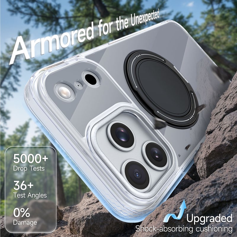 Multi-Functional Protective for iPhone Case  TPU + Acrylic Integrated Overmolding | Aluminum Alloy Kickstand | 360° Rotatable Stand Magnetic & Wireless Charging Compatible - Image 4