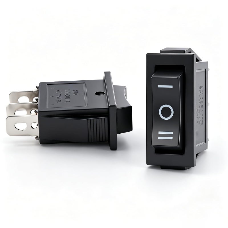 Twidec /5 قطع مفتاح هزاز 3 دبابيس 3 أوضاع تشغيل/إيقاف/تشغيل تيار متردد 6 أمبير/125 فولت 10 أمبير/250 فولت SPDT للسيارات والقوارب أسود مفتاح هزاز تبديل (ضمان الجودة لمدة عام واحد) KCD3-103 - Image 2