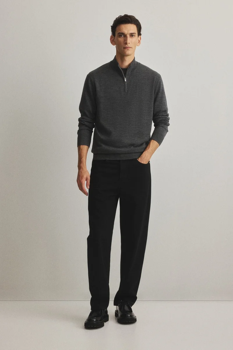 اتش اند ام كنزة من صوف ميرينو بسحّاب وقصّة عادية