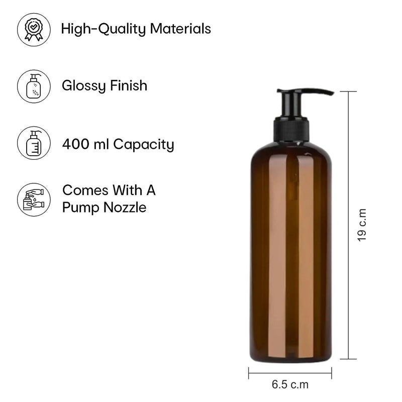 Harrods 6-Piece Amber Empty Refillable Shampoo Pump Bottles | 500ml Plastic Soap Dispenser for Wash Basin, Handwash | BPA-Free, Durable Spray Bottles for Liquid Soap, Lotion, Conditioner (Amber) - Image 4