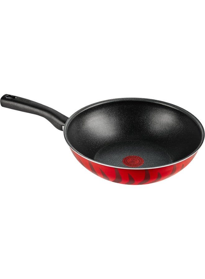 Tefal Tempo Flame Wokpan With Handle Size 28 Cm Red - Image 3