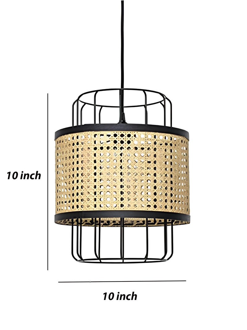 AKWAY Bamboo Hanging lamp for Living Room | Rattan Hanging lamp for Drawing Room | Cane Pendant Light for Home Decoration | Wicker Pendant lamp (Bulb not Included) (CocoCage (8" D x 10" H)) - Image 4