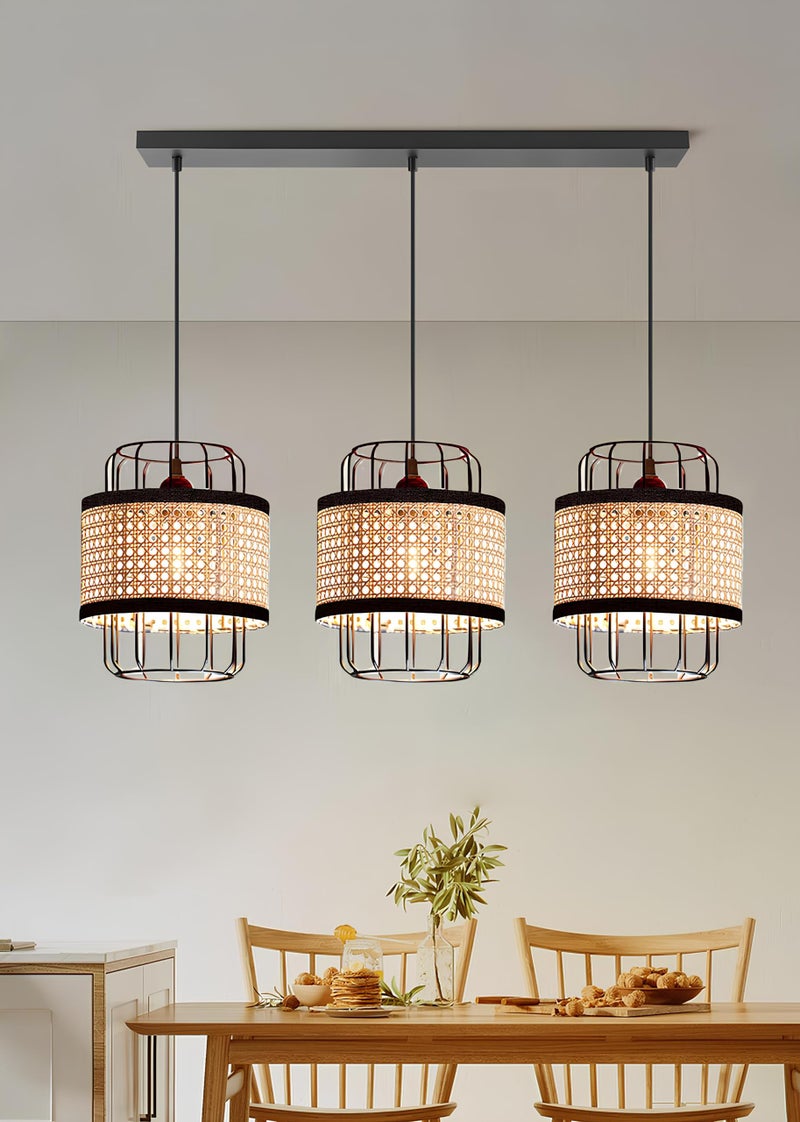 AKWAY Bamboo Hanging lamp for Living Room | Rattan Hanging lamp for Drawing Room | Cane Pendant Light for Home Decoration | Wicker Pendant lamp (Bulb not Included) (CocoCage (8" D x 10" H)) - Image 3