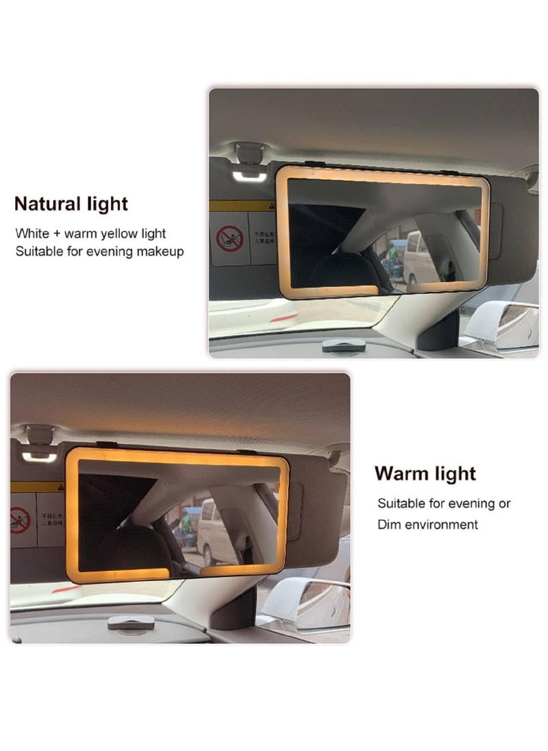 Rich mart Car Vanity Mirror Rechargeable Car Makeup Mirror with LED Lights LED Car Visor Vanity Mirror Cosmetic Mirror with Builtin Rechargeable Battery Dynamic Car Make Up Mirror with Light  - Image 4