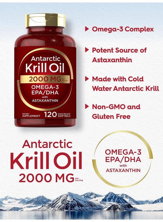 Carlyle Carlyle Antarctic Krill Oil 2000 mg 120 Softgels | Omega-3 EPA, DHA, with Astaxanthin Supplement Sourced from Red Krill | Maximum Strength | Laboratory Tested 