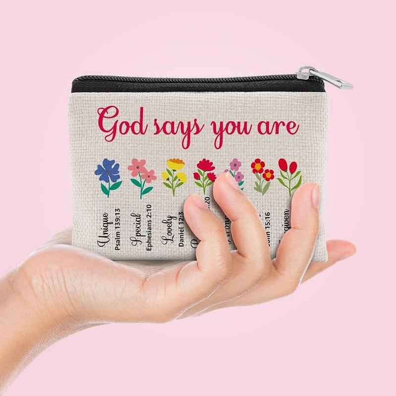 Sfodiary Christian Gifts Women Coin Purse Bible Verse Inspirational Gifts for Mom Sister Daughter Religious Spiritual Gift for Coworker Friend Motivational Presents Christmas Birthday Gift Zipper Change Pouch - Image 5