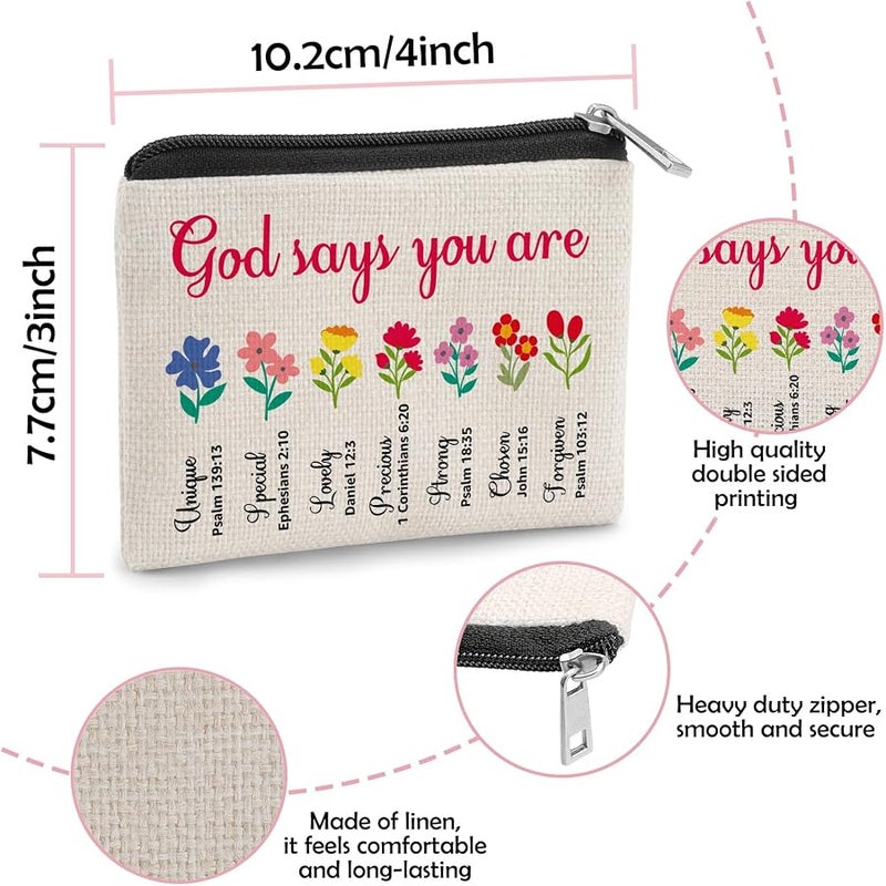 Sfodiary Christian Gifts Women Coin Purse Bible Verse Inspirational Gifts for Mom Sister Daughter Religious Spiritual Gift for Coworker Friend Motivational Presents Christmas Birthday Gift Zipper Change Pouch - Image 2