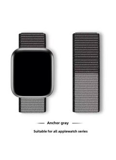 Suitable For Iwatch1-s9 Strap Light Mint/Ocean Blue Nylon Loop Velcro Wristband For Apple Watch Strap-Color:45# Iron Anchor Ash-Specifications:38/40/41mm