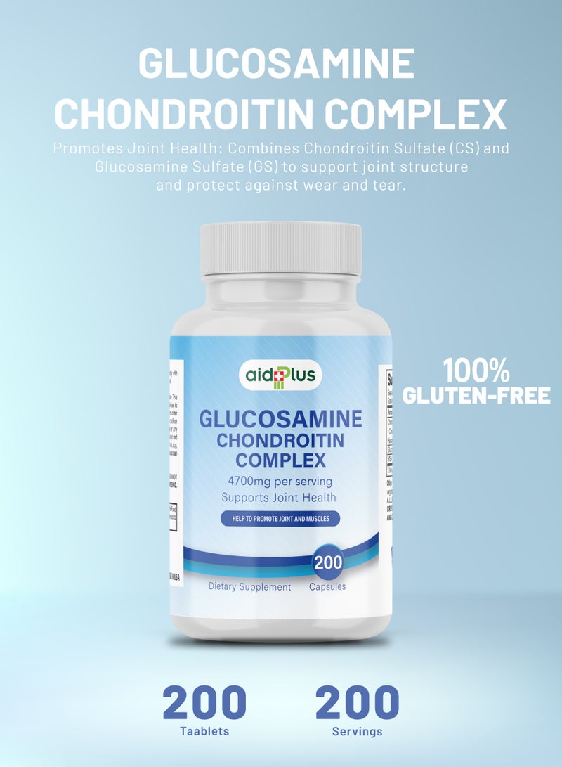 Glucosamine Chondroitin Complex – 200 Tablets | Joint Pain Relief, Improved Mobility & Cartilage Repair Support-61000