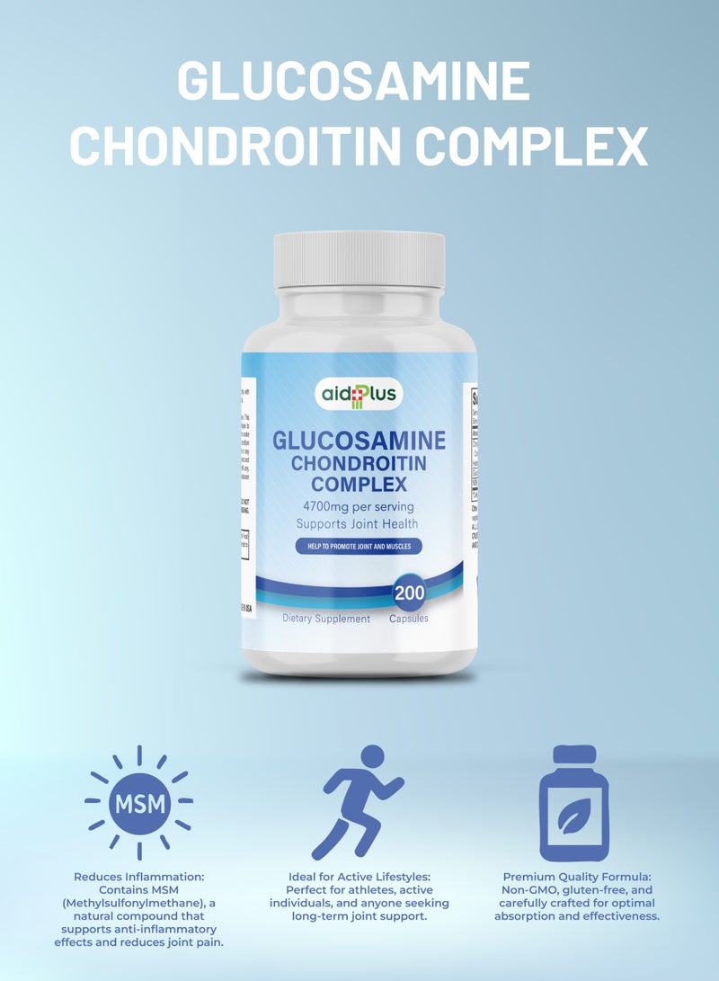 Glucosamine Chondroitin Complex – 200 Tablets | Joint Pain Relief, Improved Mobility & Cartilage Repair Support-61000