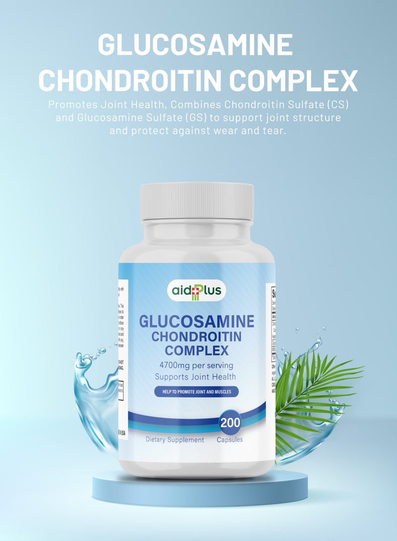 Glucosamine Chondroitin Complex – 200 Tablets | Joint Pain Relief, Improved Mobility & Cartilage Repair Support-61000