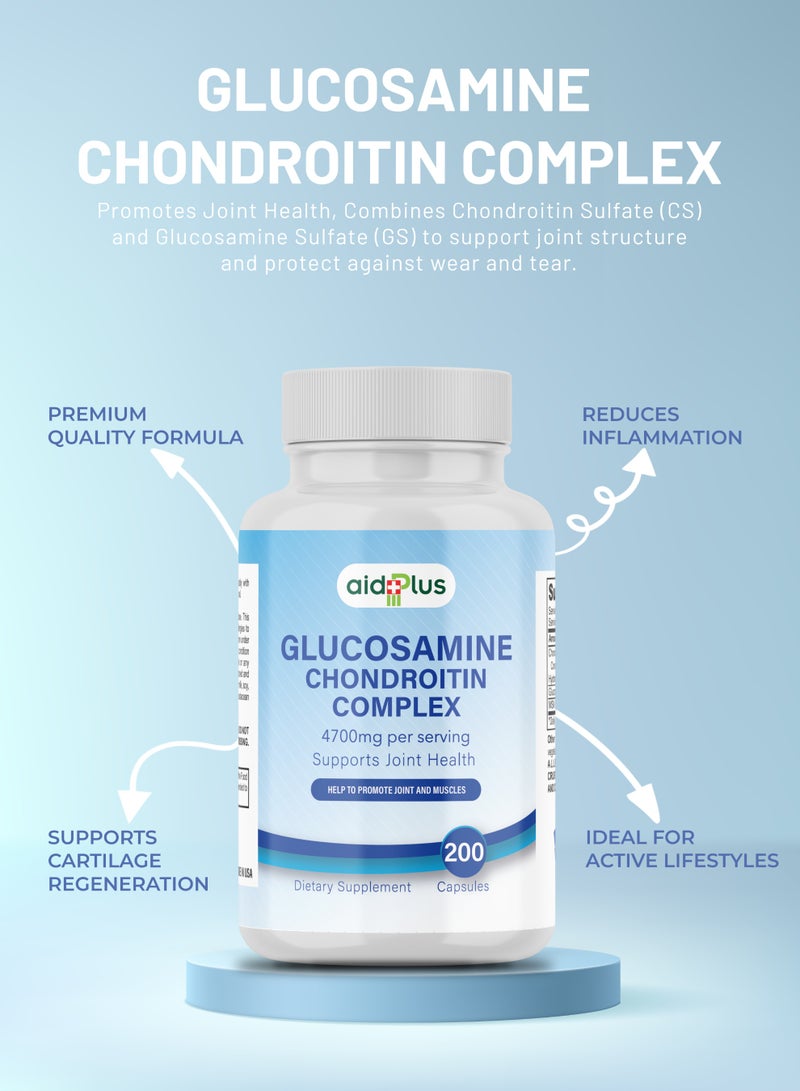 Glucosamine Chondroitin Complex – 200 Tablets | Joint Pain Relief, Improved Mobility & Cartilage Repair Support-61000