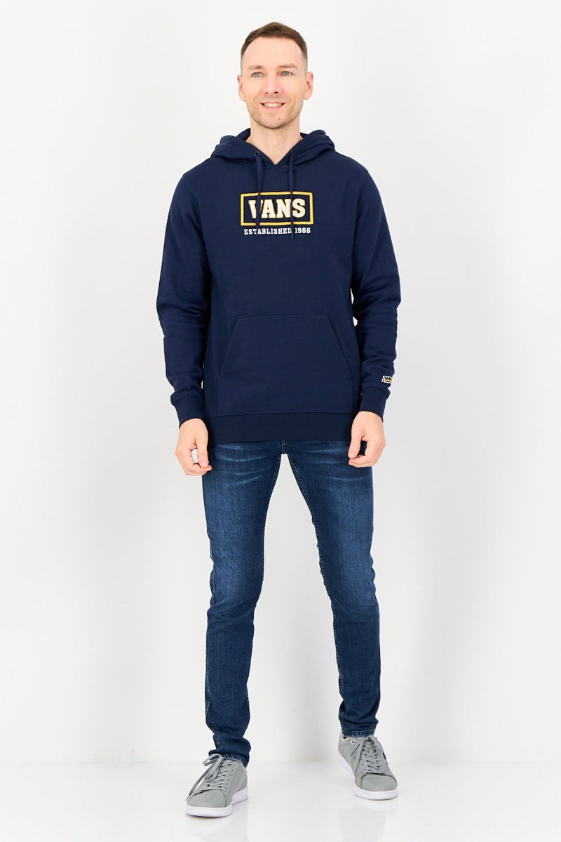 VANS Men Embroidered Logo Long Sleeve Hoodie, Navy - Image 2