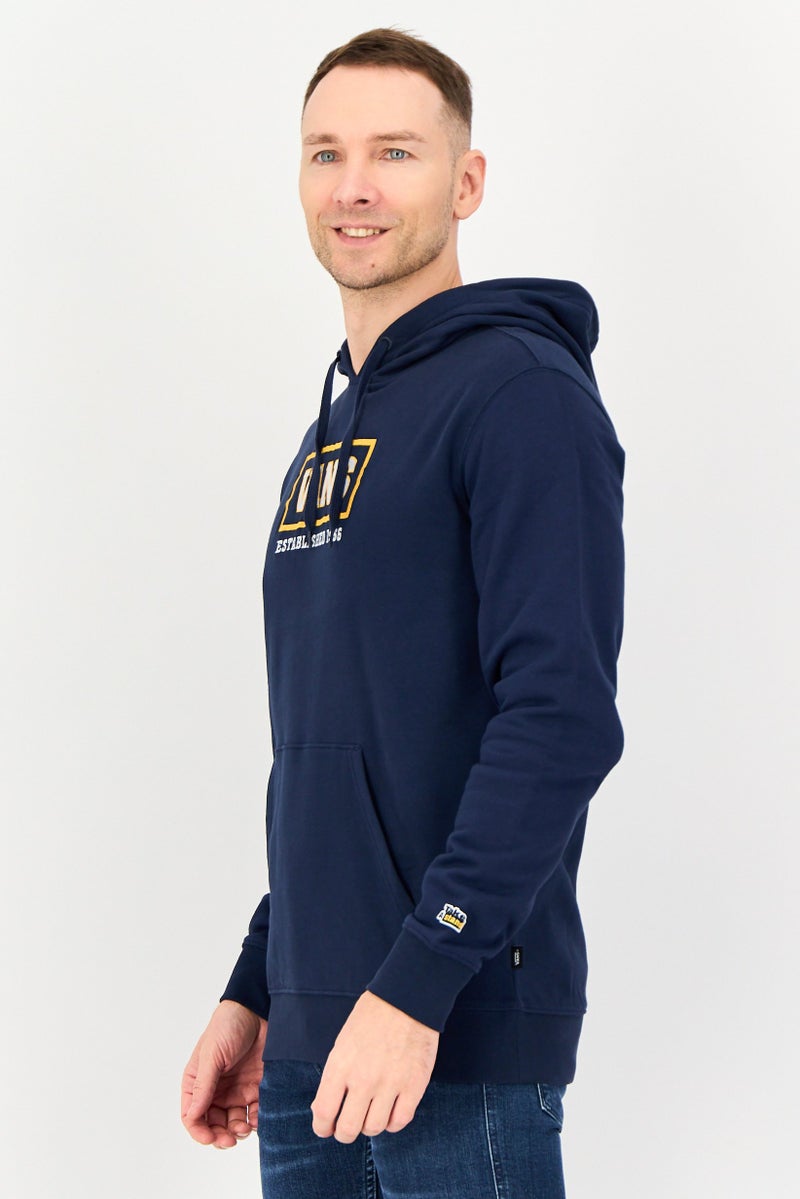 VANS Men Embroidered Logo Long Sleeve Hoodie, Navy - Image 4
