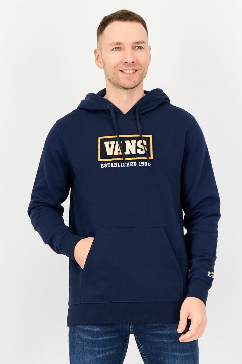 VANS Men Embroidered Logo Long Sleeve Hoodie, Navy - Image 1