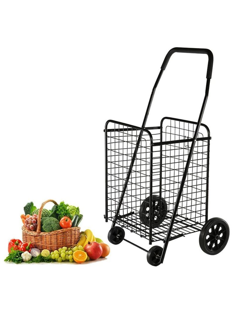 DubaiGallery عربة تسوق محمولة قابلة للطي ومتينة، باللون الأسود - Image 1