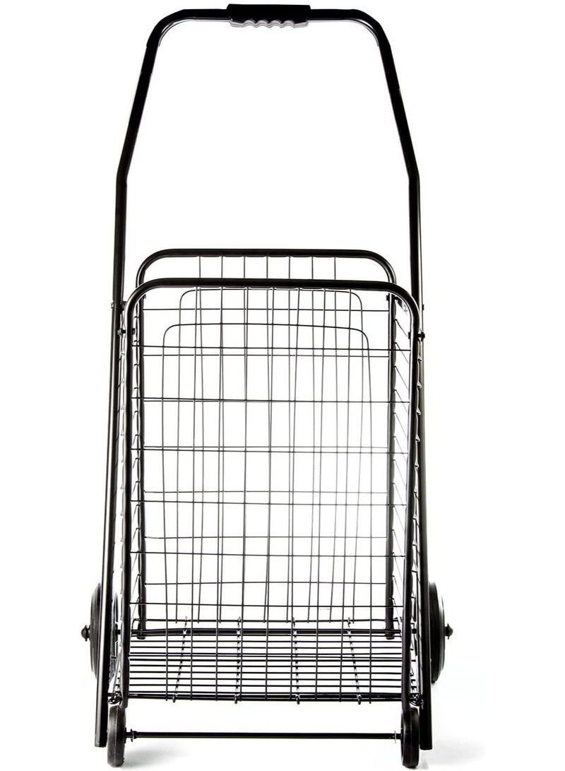 DubaiGallery عربة تسوق محمولة قابلة للطي ومتينة، باللون الأسود - Image 5