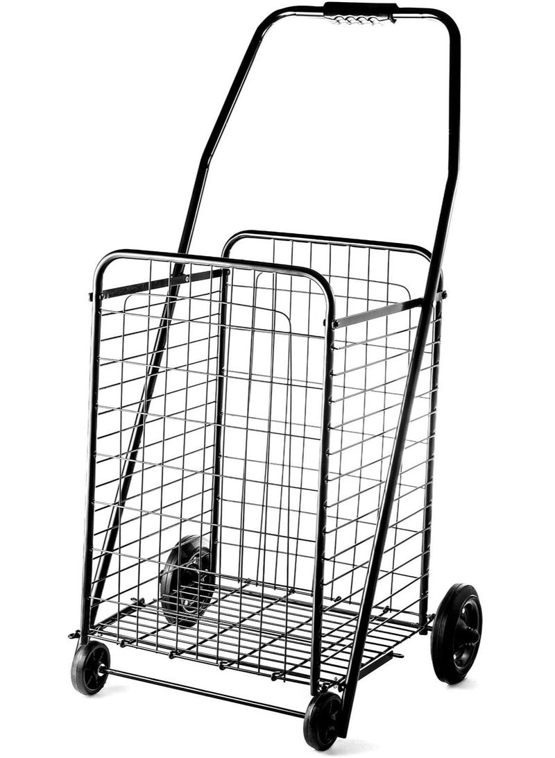 DubaiGallery عربة تسوق محمولة قابلة للطي ومتينة، باللون الأسود - Image 3