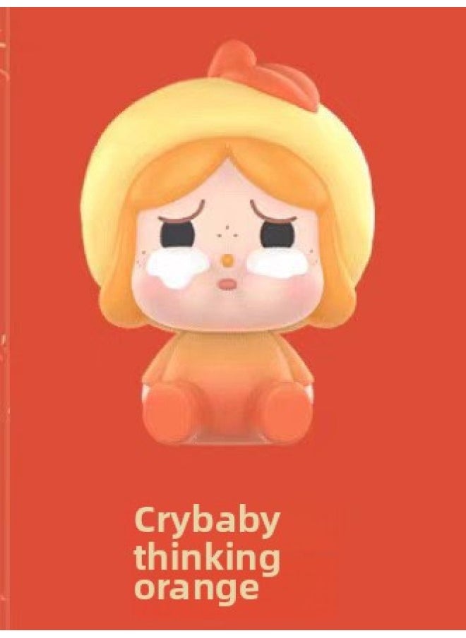 Authentic Bubble Mart Pop Maet Year Sitting Cute Good Luck Good Luck Series Doll Trendy Toy Ornaments-Color:Crying Baby Thinking About Things Orange  - Image 1