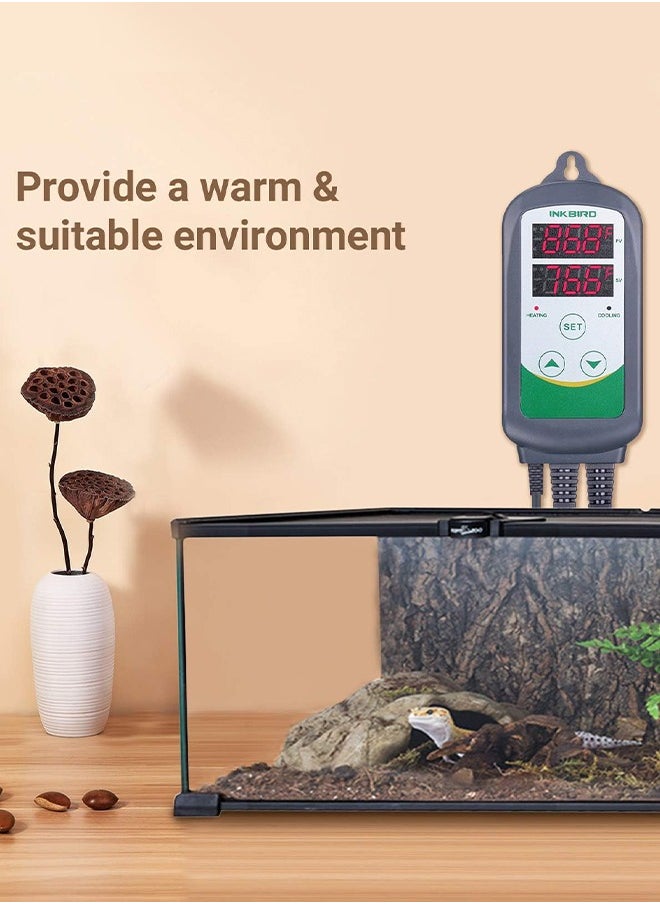 INKBIRD - INKBIRD ITC-308S Temperature Controller Dual Relay Digital Thermostat for Heating Cooling Device with Removable 1.97in NTC Sensor Probe - Image 1