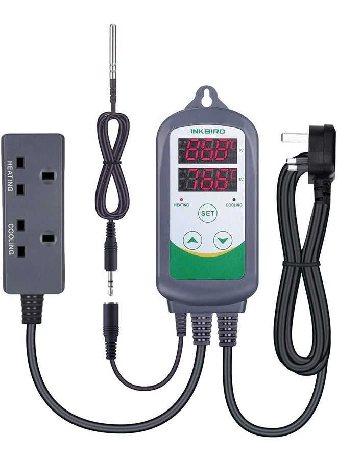 INKBIRD - INKBIRD ITC-308S Temperature Controller Dual Relay Digital Thermostat for Heating Cooling Device with Removable 1.97in NTC Sensor Probe - Image 1