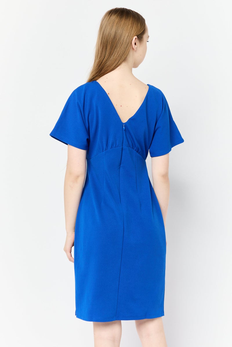 Donna Morgan Women Solid Mini Dress, Royal Blue - Image 3