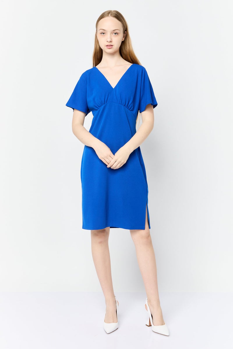 Donna Morgan Women Solid Mini Dress, Royal Blue - Image 4