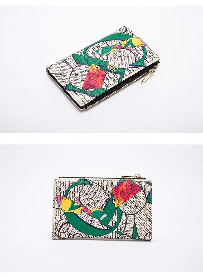 CH CH CHCH Women's Cartoon Printing Long Wallet Retro Classic Wallet PVC Material Fashion Simple Large Capacity Bags - Image 2