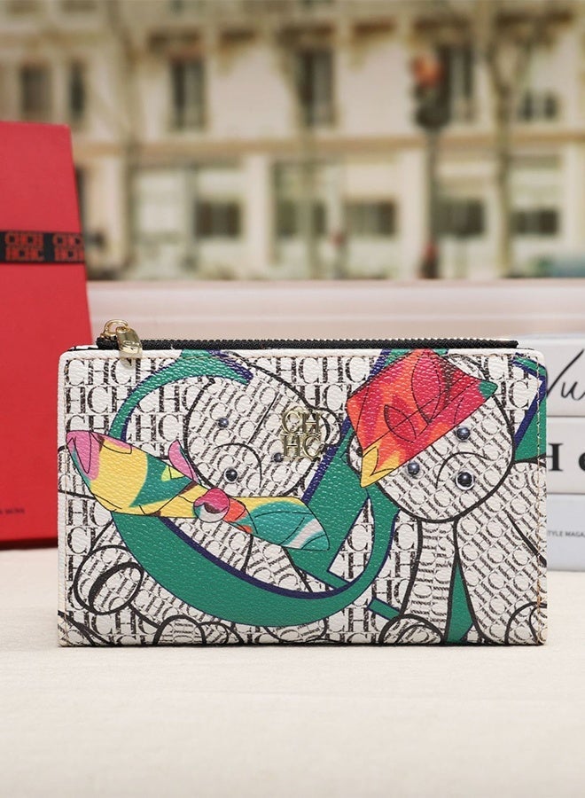 CH CH CHCH Women's Cartoon Printing Long Wallet Retro Classic Wallet PVC Material Fashion Simple Large Capacity Bags - Image 1