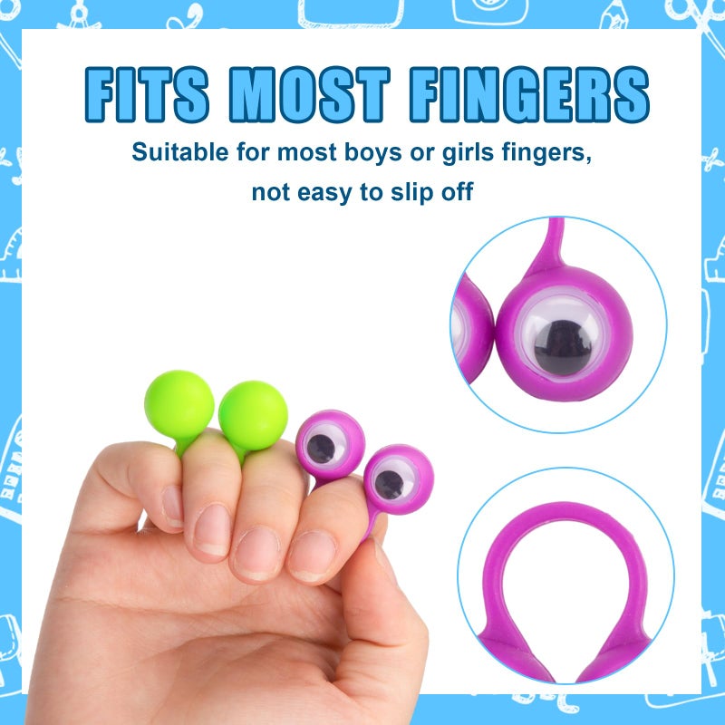 3 otters 48PCS Eyeball Rings Finger Puppet Eyes Monster Finger Wiggly Eyeball Googly Eye Rings for Kids Birthday Goodie Bag Stuffers Party Favors Classroom Rewards - Image 3
