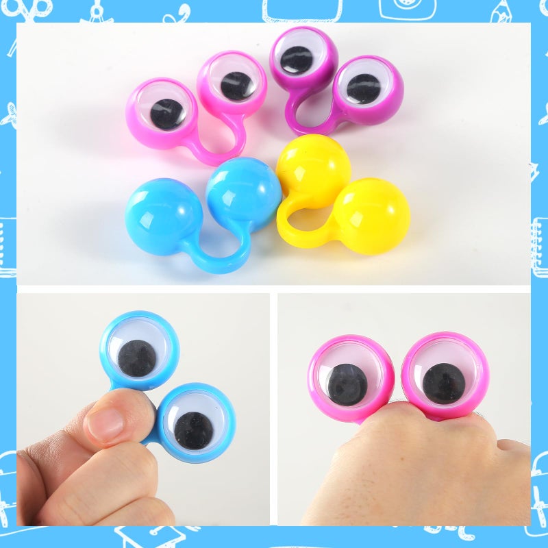 3 otters 48PCS Eyeball Rings Finger Puppet Eyes Monster Finger Wiggly Eyeball Googly Eye Rings for Kids Birthday Goodie Bag Stuffers Party Favors Classroom Rewards - Image 4